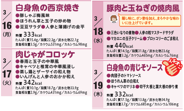 3/16週のいきいき珠彩の献立