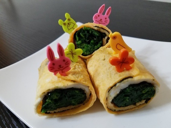 ホウレン草の海苔タマ巻き