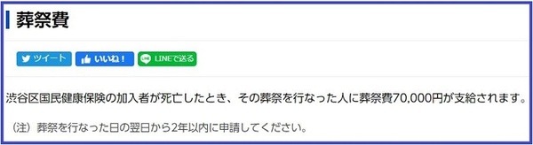 渋谷区葬祭費