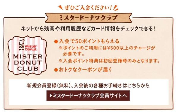ミスタードーナツカードについて