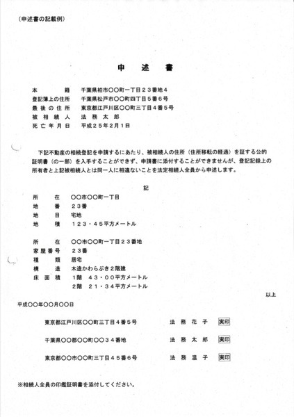 申述書サンプル