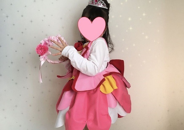 手作りプリキュア衣装・娘さん着用中