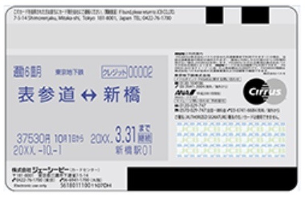 定期券情報を書き込めます