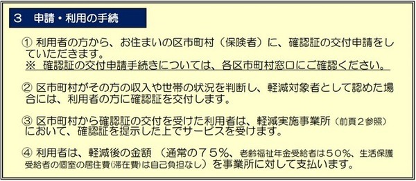 利用者負担軽減制度事業申請・利用の手続