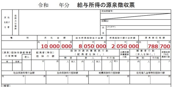 源泉徴収票の例