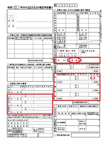 確定申告書A第二表の説明