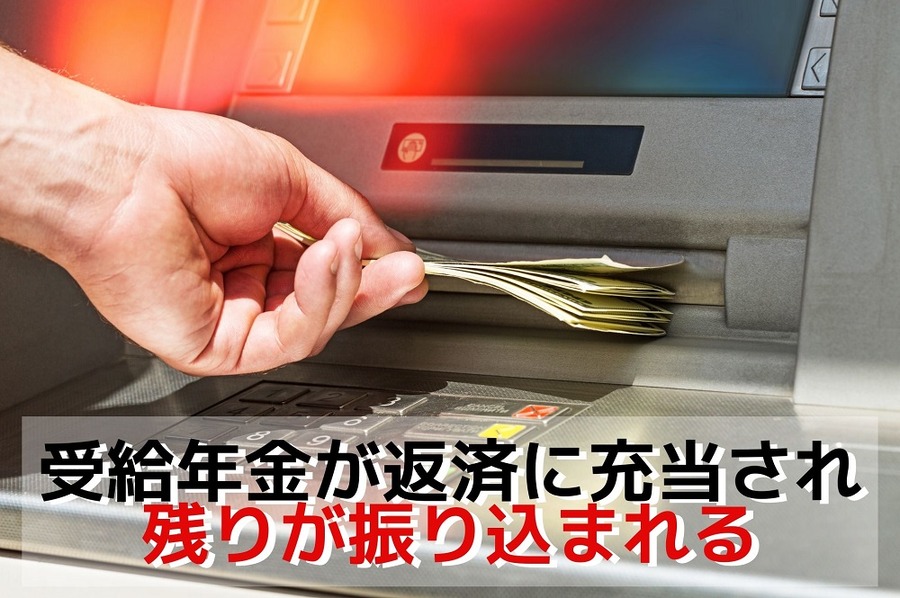受給年金が返済に充当され残りがが振り込まれる