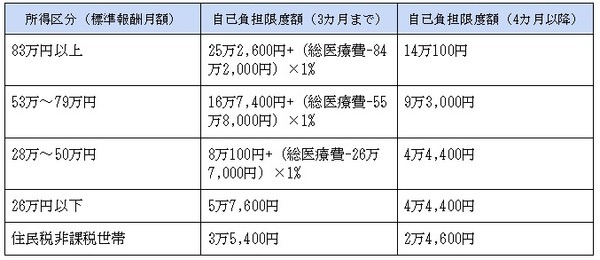 1か月の自己負担限度額