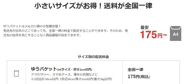 ゆうゆうメルカリ便のゆうパケット