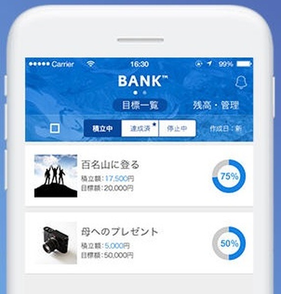 あおぞら銀行BANK支店のアプリ限定の商品