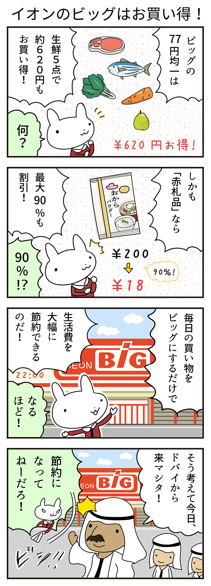 イオンのビックはお買い得の4コマ漫画