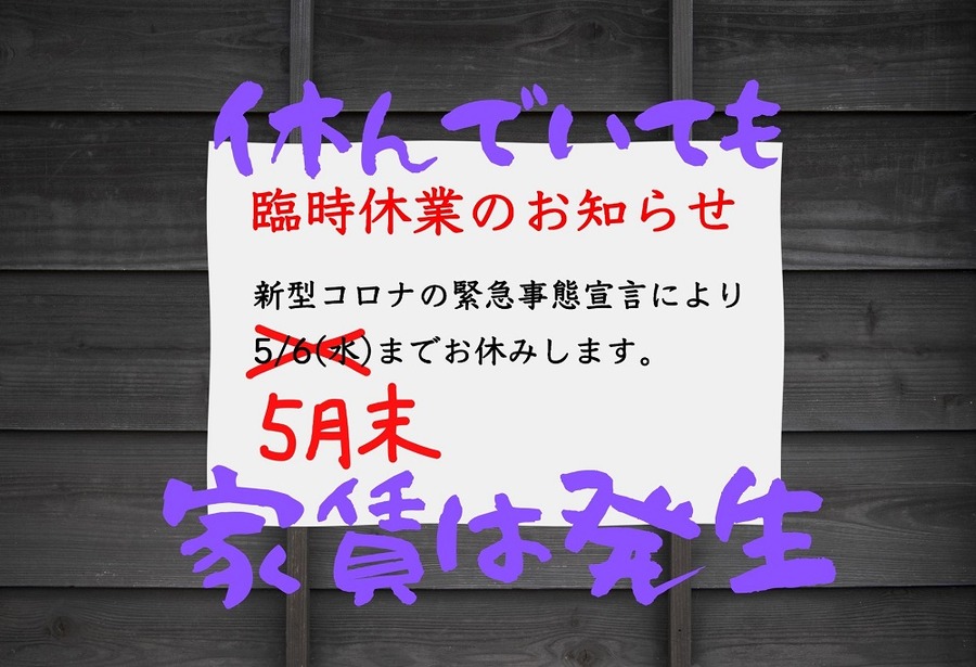 休業中でも家賃がかかる