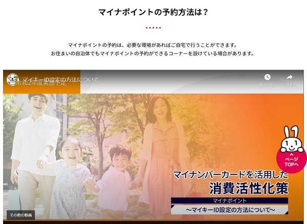 マイナポイントの予約方法の解説動画