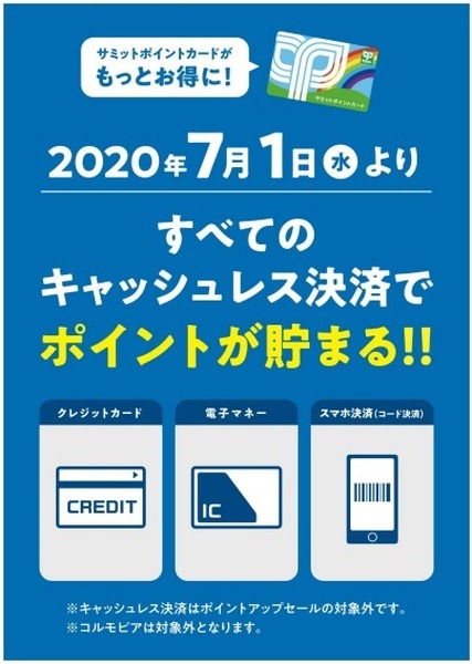 サミットは7/1より主要キャッシュレス決済でポイント二重取り