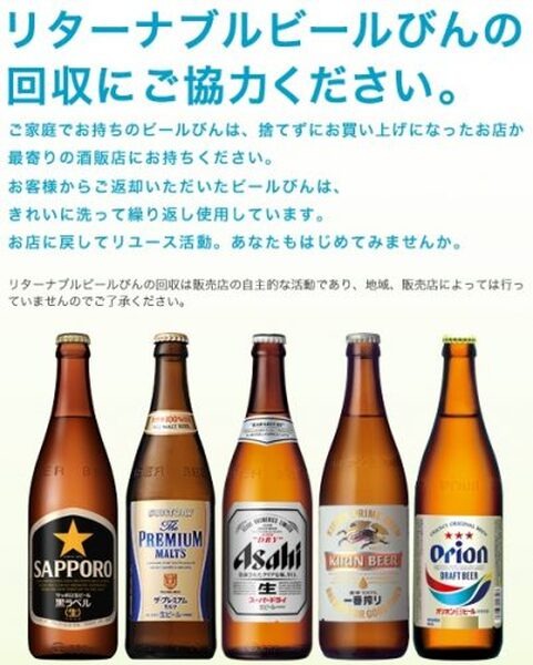 瓶ビールでエコ