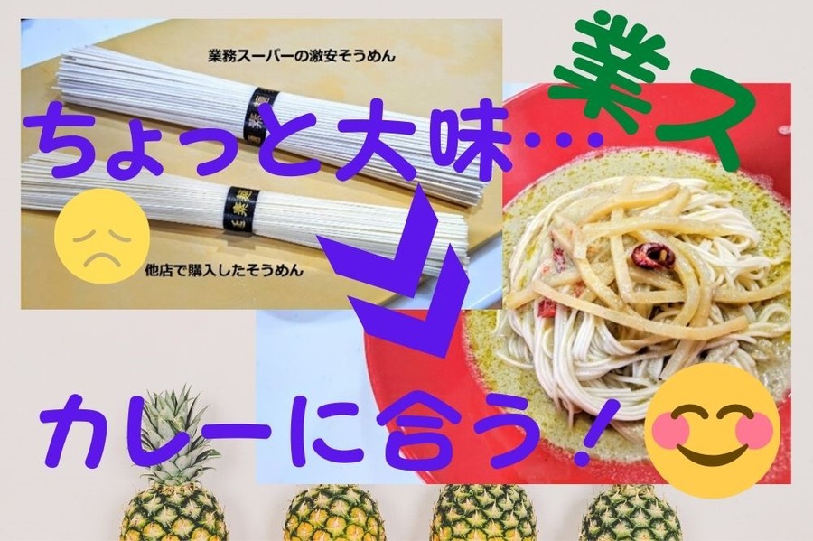 業スのそうめんは大味だけどカレーと相性良し