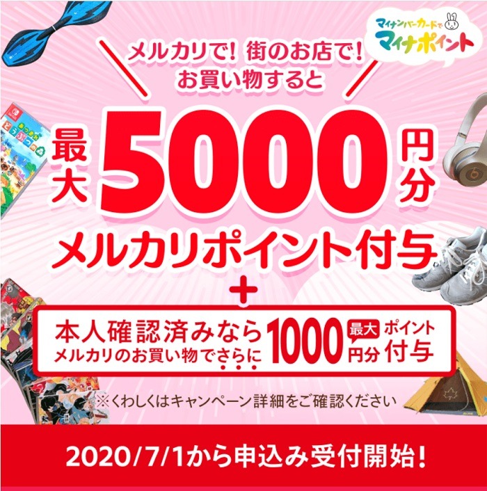メルペイマイナポイント1000円上乗せキャンペーン