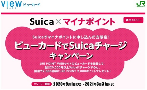 マイナポイント追加特典・ビューカードのSuicaチャージで2,000円プレゼント