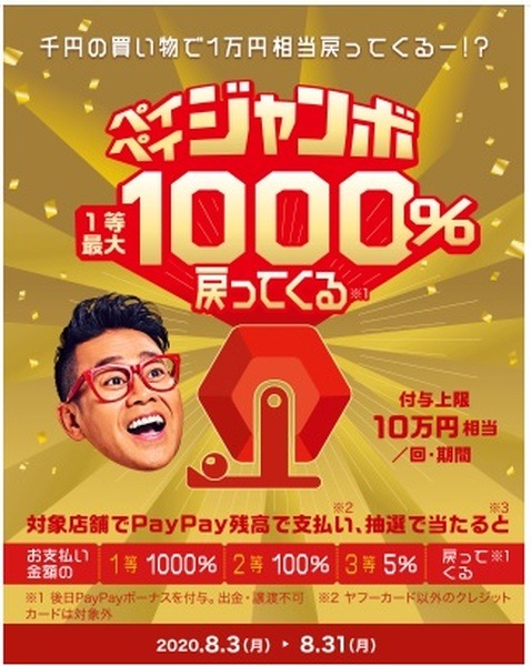 まちのお店PayPay利用で1,000％