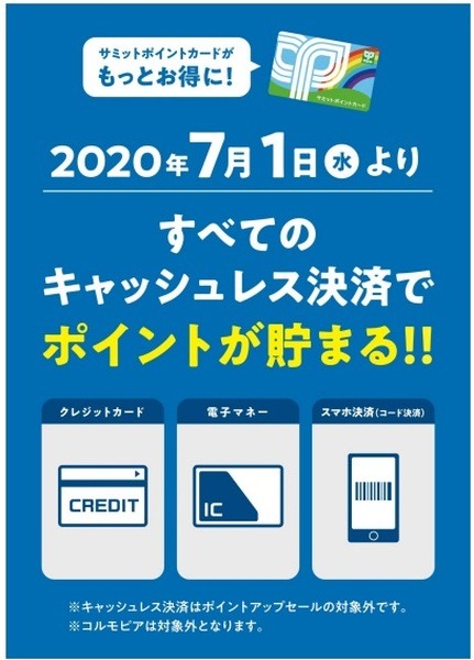 キャッシュレス決済でもサミットポイントカードのポイントが貯まる