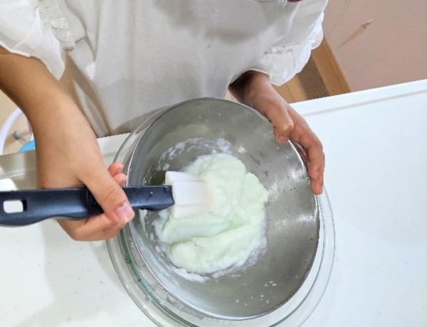 氷と塩でシャーベット作り