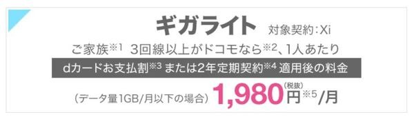 ドコモのギガライト
