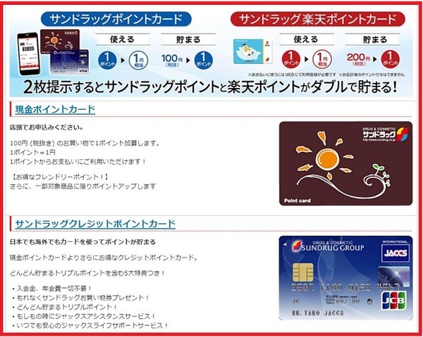 サンドラッグのポイントカード