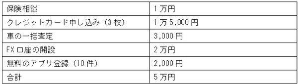 筆者が利用したセルフバックでの収益