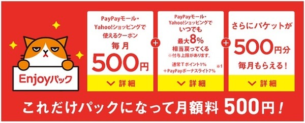 Enjoyパックへの加入で、クーポン・パケット料金割引