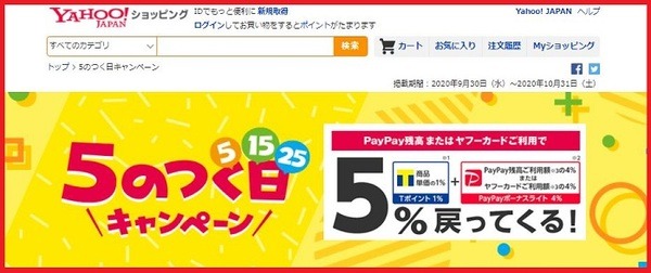 Yahoo!ショッピング5のつく日