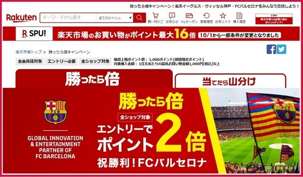 勝ったら倍増キャンペーン