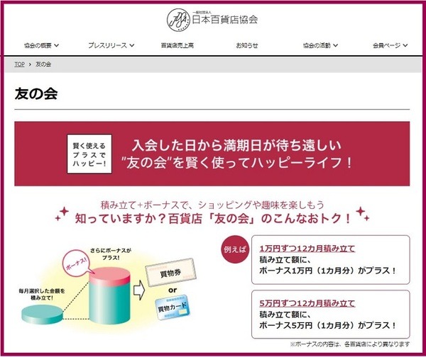 友の会」は利率がお得