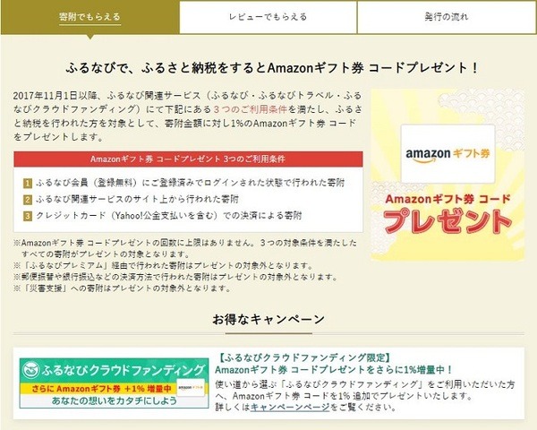 ふるなびでAmazonギフト券