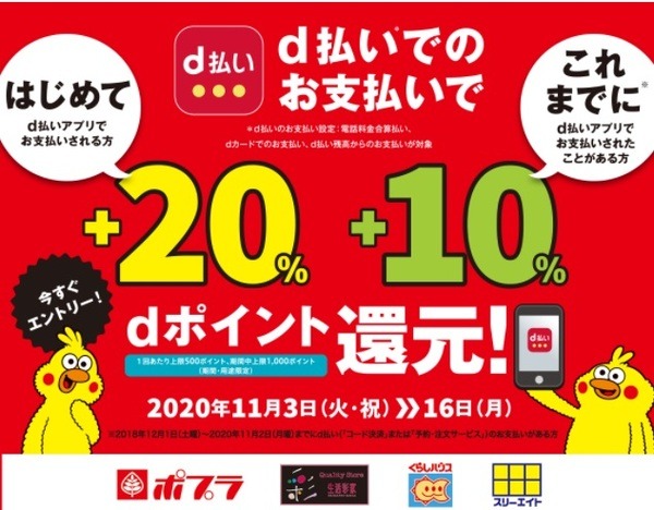 d払いで最大+20%還元しちゃうんだ