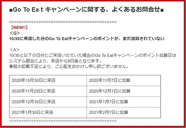 HOTPEPPERグルメポイント加算タイミング