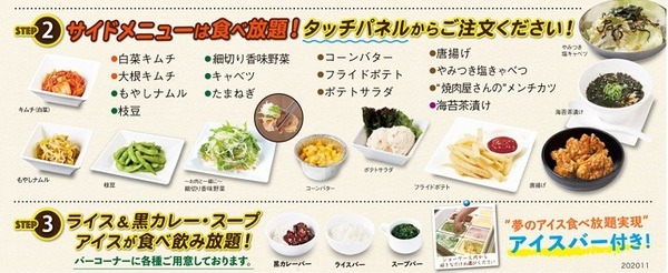 じゅうじゅうカルビの昼得！焼肉プラスサイドメニュー食べ放題ランチのサイドメニュー