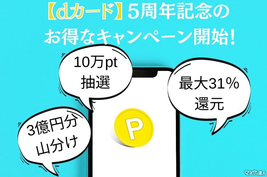 【dカード5周年】3億ポイント山分け、抽選で10万ポイント、最大31%還元　大盤振る舞いのキャンペーン概要と注意点