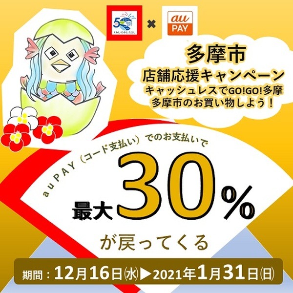 東京都多摩市では最大30％還元