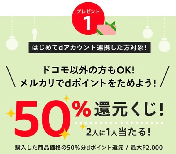 2人に1人当たる50％還元くじ