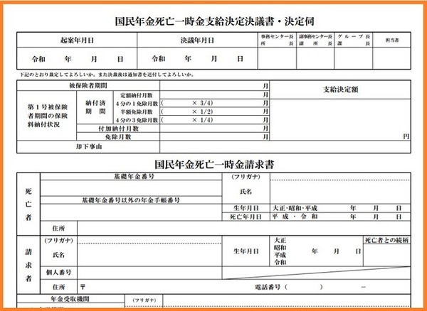 国民年金死亡一時金支給決定決議書・決定伺