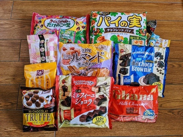 今回用意したチョコレートたち