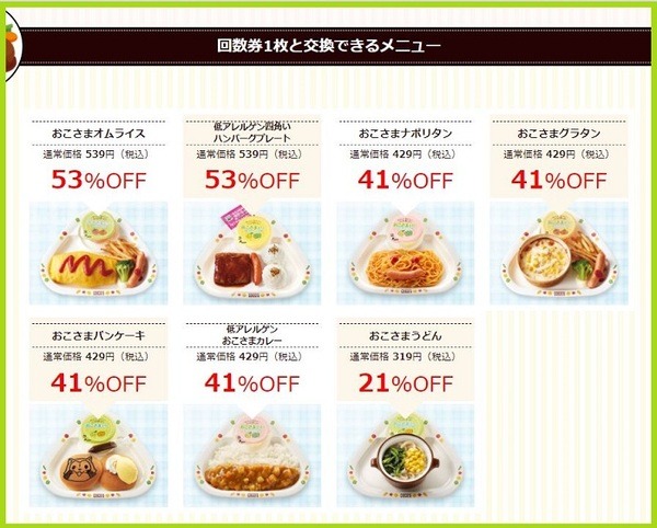 交換できるメニュー