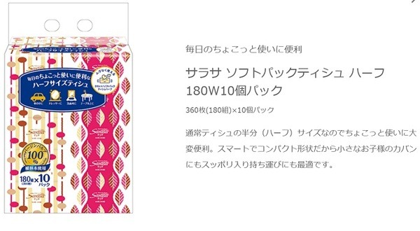 サラサのハーフティッシュ