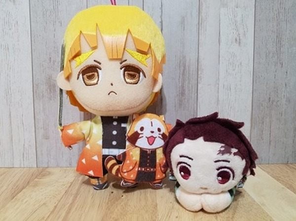 クレーンゲームでとった鬼滅の刃のキャラクターぬいぐるみ