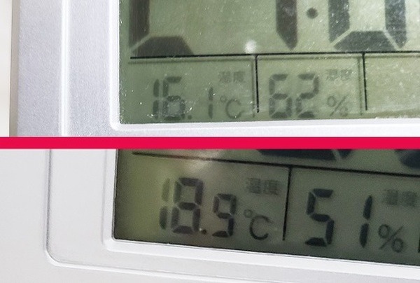 ビニールカーテン前後の気温