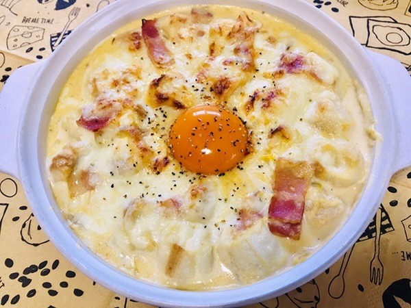 お麩のカルボナーラグラタン