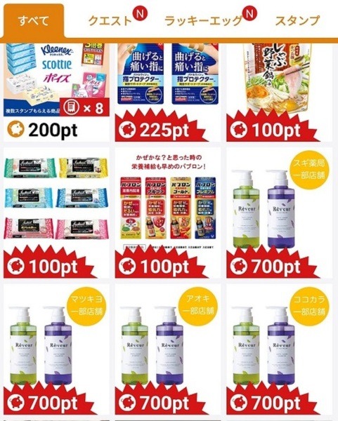 高額ポイントバック商品が掲載