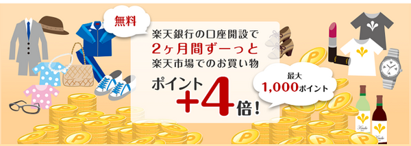 楽天銀行ポイント2か月4倍