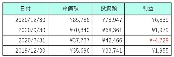 私の投資結果