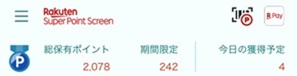 1日のポイント数はだいたい5ポイント程度